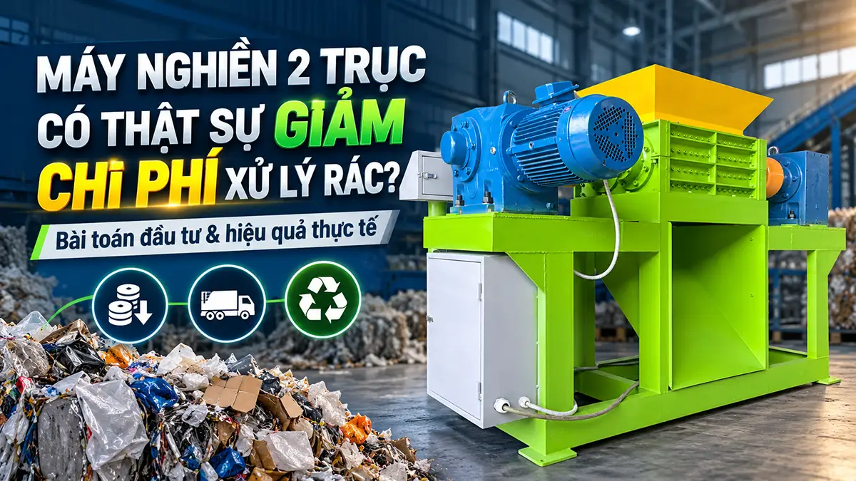 Máy nghiền 2 trục để giảm chi phí xử lý rác